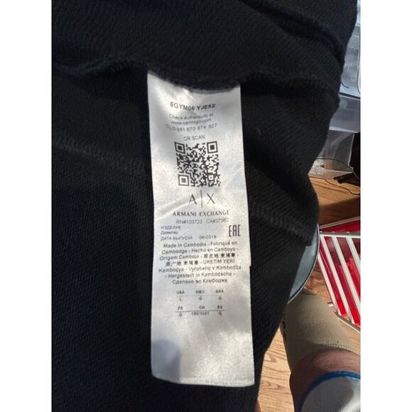 Armani Exchange Womens Black Hoodie Logo Cuffs Full-Zip Closure Size L - Picture 6 of 10